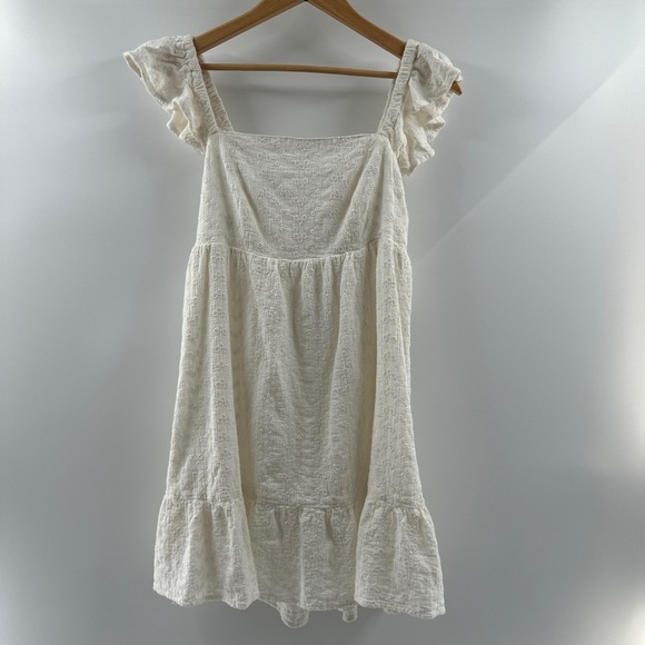 Arizona Jean Company Dresses & Skirts - Arizona Jean Co. White Ruffle Mini Dress Size Medium